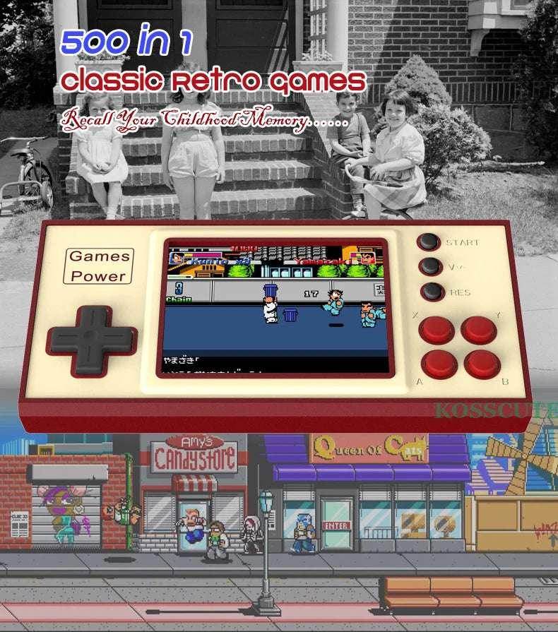 k30 Retro Portable Mini Handheld Video Game Console 8-Bit 3 Inch Color LCD Kids Color Game Player Built-in 500 Games - EYESPHERE