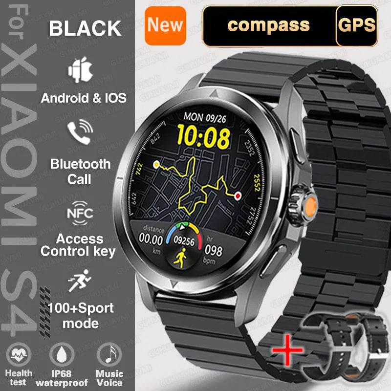 For Xiaomi S4 Ultra Outdoor Sports Smart Watch Men AMOLED Screen NFC GPS Compass Heart rate Waterproof Bluetooth Call SmartWatch - EYESPHERE