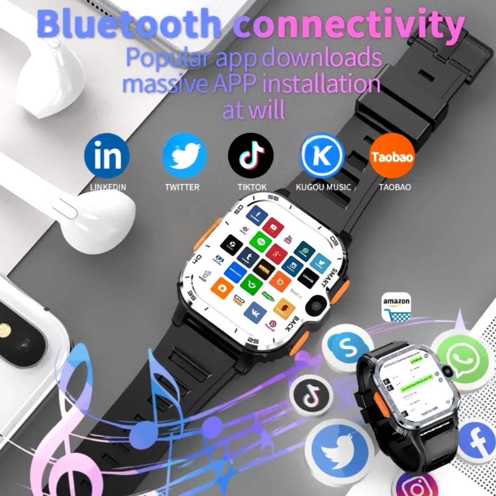 ROM NFC GPS WiFi Waterproof Google Play Smart Bracelet 5G Sim Card Small Mobile Phone Smart Watch HD Dual Camera 64GB/16GB - EYESPHERE