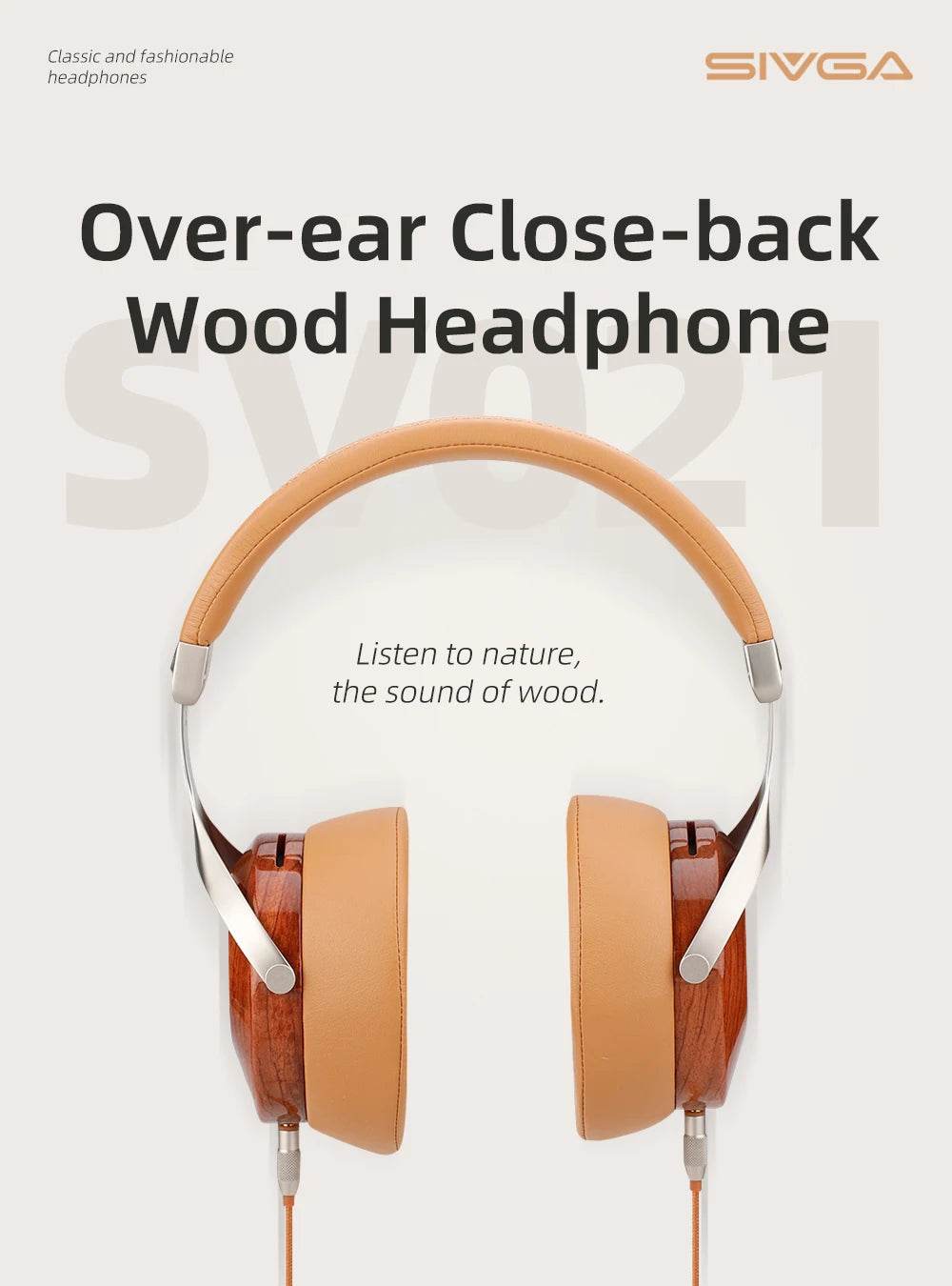 SIVGA SV021/Robin Over-ear Close-back Wood Headphone with Balanced High Fidelity Sound 50mm Wired Dynamic Driver Headset - EYESPHERE