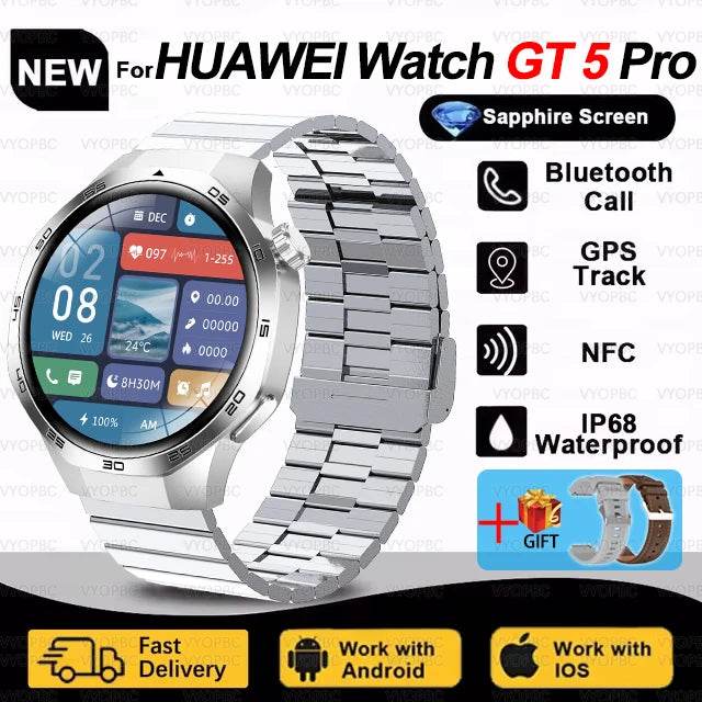 2025New For Huawei Watch GT5 Pro Smart Watch AMOLED Screen NFC GPS Tracker Bluetooth Call Health Waterproof Smartwatch Men Women - EYESPHERE