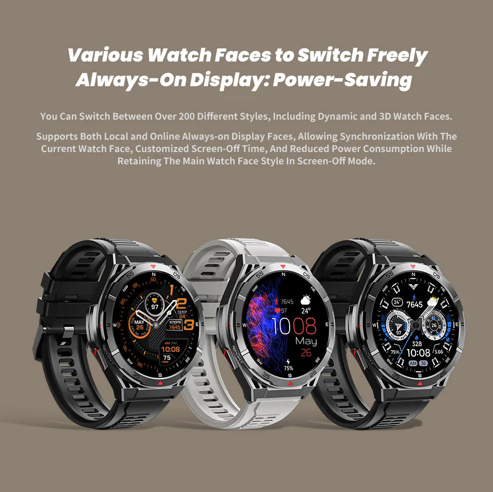 New Military Sports High-precision GPS Smart Watch Men 1.43" Compass 480mAh IP68 Waterproof Bluetooth Call Watch For Android IOS