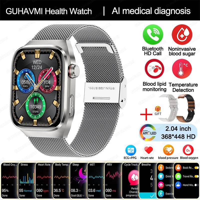 2024 New Uric Acid Blood Fat Smart Watch Men Blood Sugar ECG+PPG Blood Pressure Bluetooth Call Sports for Xiaomi Health Watch - EYESPHERE