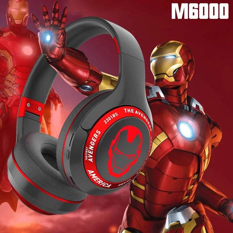 New Marvel Cartoon Iron Man Bluetooth In ear Foldable Computer Wireless Earphones Noise Reduction HIFI Stereo Game Earphones - EYESPHERE