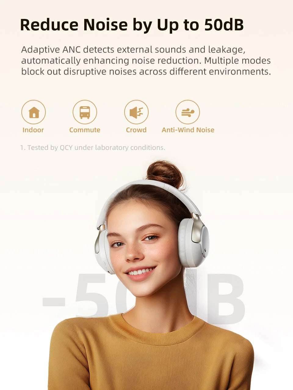 QCY H3 Pro ANC Wireless Headphone 50dB Noise Canceling Hi-Res Spatial Audio Earphone with LDAC Bluetooth 5.4 Over Ear Headset - EYESPHERE