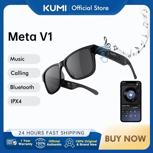 KUMI Meta V1 Smart Glasses Break Audio-visual Imagination Create Bluetooth glasses IPX4 Waterproof Bluetooth Phone Call - EYESPHERE