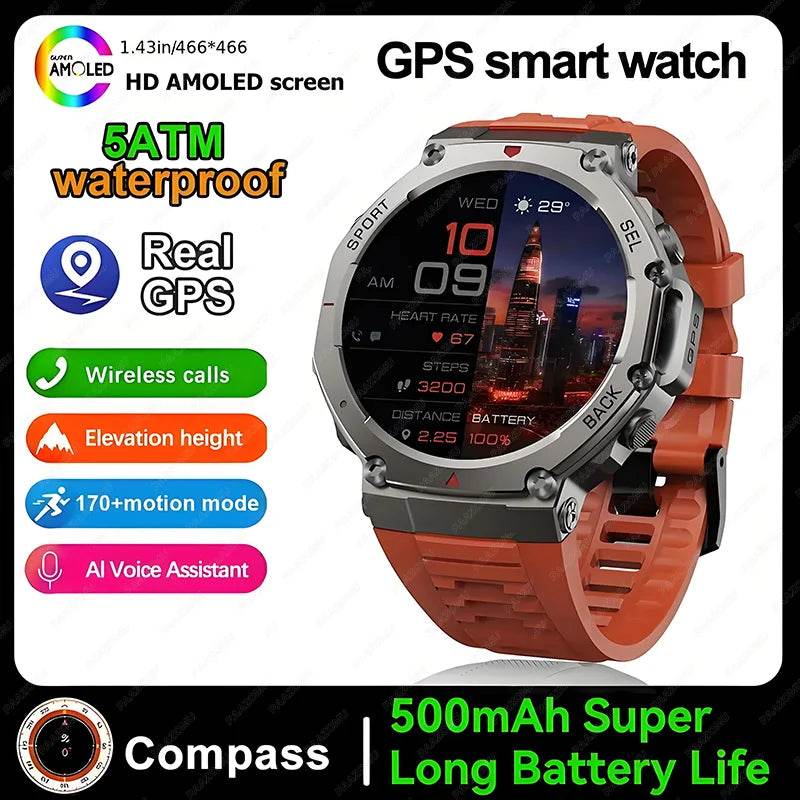 GPS trajectory Smart Watch 5 ATM Waterproof Built-in Dual-band GNSS Compass Military Sport Smartwatch Men 2025 New for Xiaomi - EYESPHERE