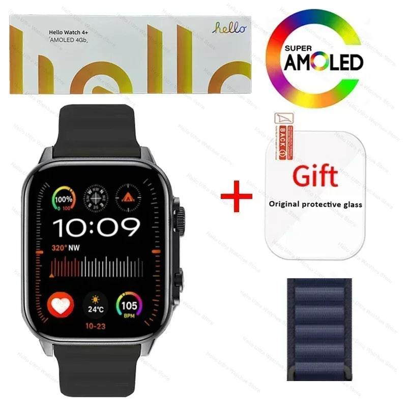 Smartwatch 2025 New Hello Watch 4 Plus ULTRA2 49mm AMOLED 4G ROM GPS GPT NFC Compass Bluetooth Call Sports Clock Men Women PK 3 - EYESPHERE