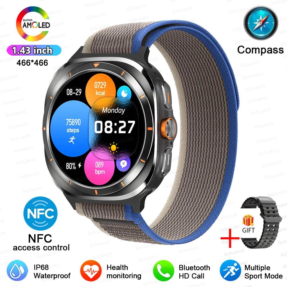 For Samsung Galaxy Watch 7 Ultra New GPS Track Smart Watch Men AMOLED Always Display Clock BT Talk NFC Sport Smartwatches Women - EYESPHERE