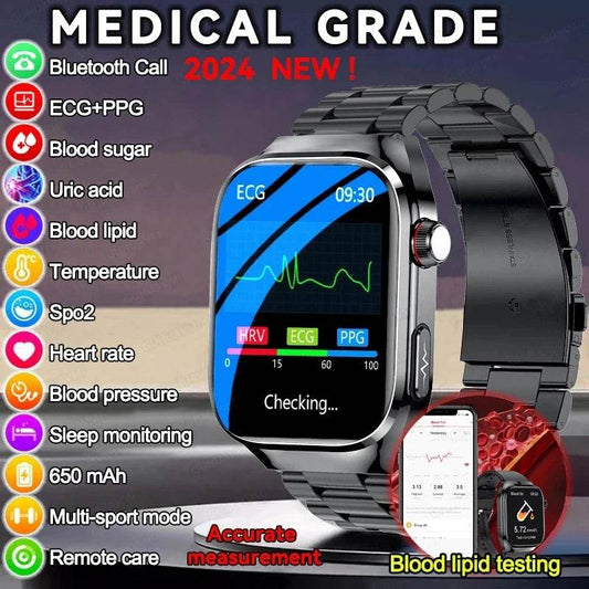 2024 New Uric Acid Blood Fat Smart Watch Men Blood Sugar ECG+PPG Blood Pressure Bluetooth Call Sports for Xiaomi Health Watch - EYESPHERE