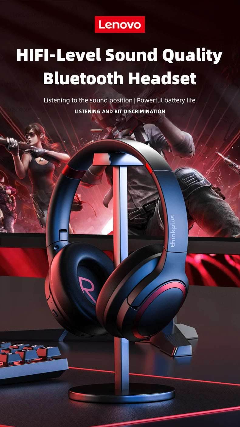 Lenovo TH40 Wireless Bluetooth Over-Ear Headset For PS4 PS5 PC Noise Reduction Gaming Earbuds Outdoor Sport Earphones With Mic - EYESPHERE