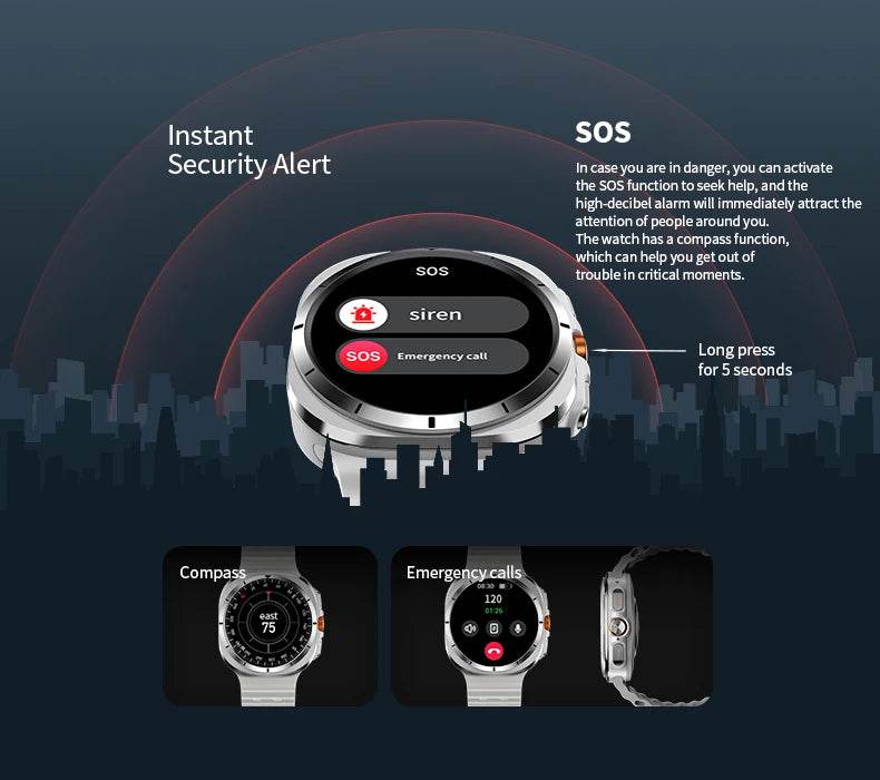 For Samsung Galaxy Watch 7 Ultra New GPS Track Smart Watch Men AMOLED Always Display Clock BT Talk NFC Sport Smartwatches Women - EYESPHERE