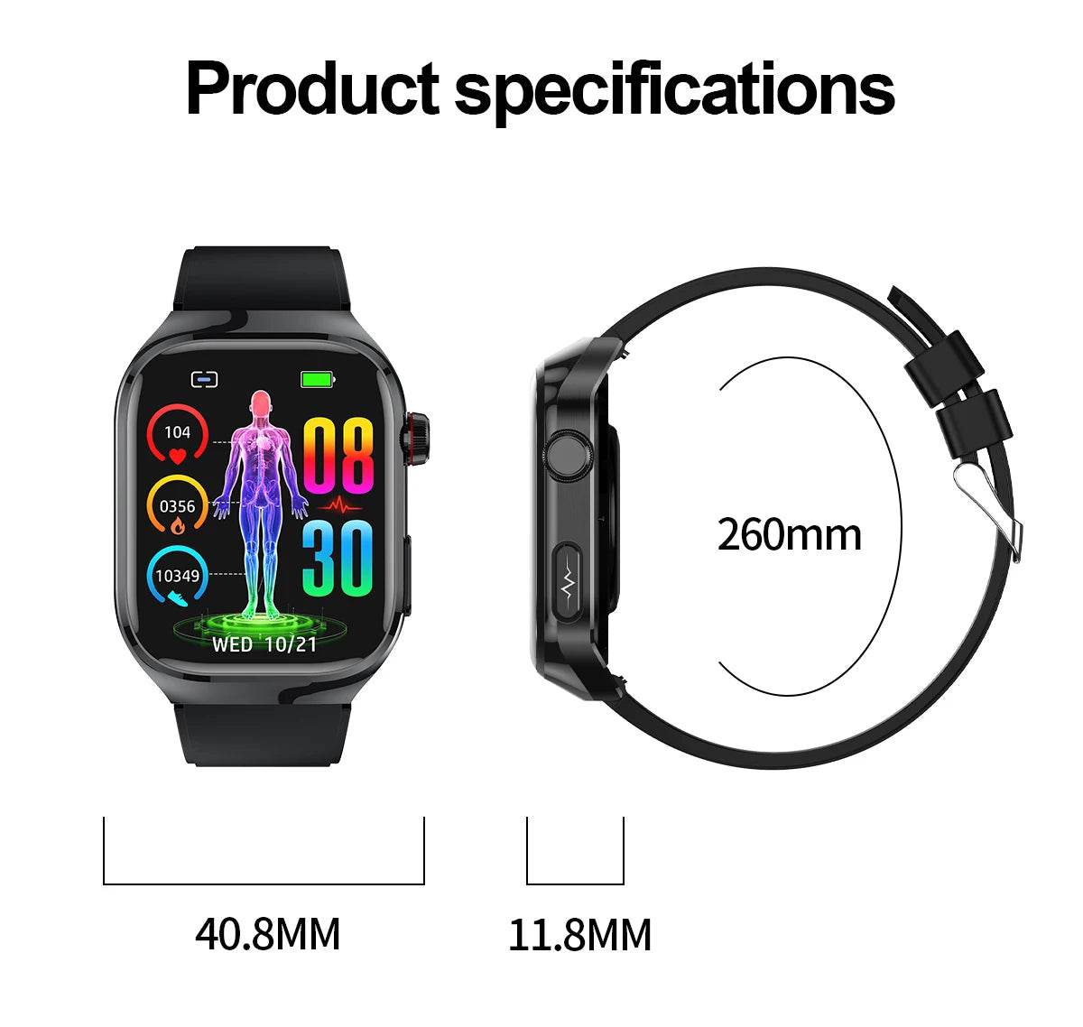 2024 New Uric Acid Blood Fat Smart Watch Men Blood Sugar ECG+PPG Blood Pressure Bluetooth Call Sports for Xiaomi Health Watch - EYESPHERE