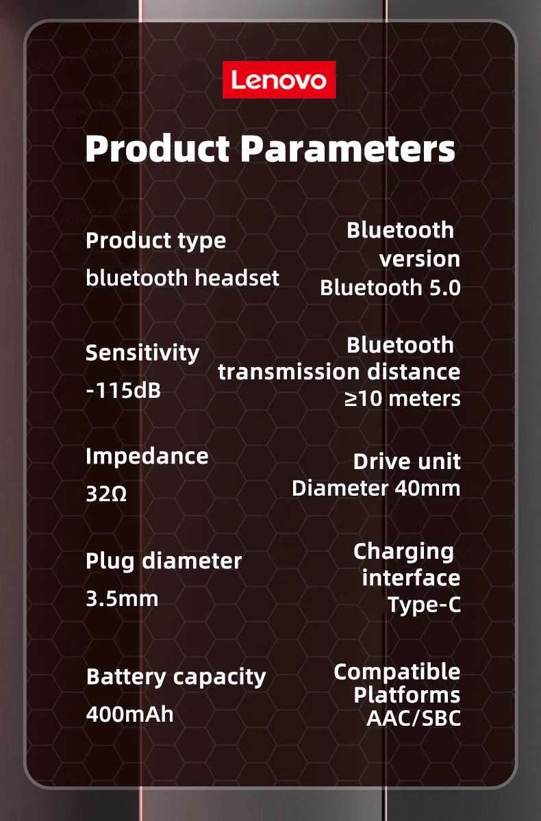 Lenovo TH40 Wireless Bluetooth Over-Ear Headset For PS4 PS5 PC Noise Reduction Gaming Earbuds Outdoor Sport Earphones With Mic - EYESPHERE