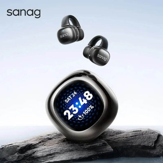 Sanag S5Pro OpenEarClip Wireless Earphone TWS Bluetooth Headphones LED Screen Gaming Earbuds 32GB MP3 Player Smart Watch Speaker - EYESPHERE