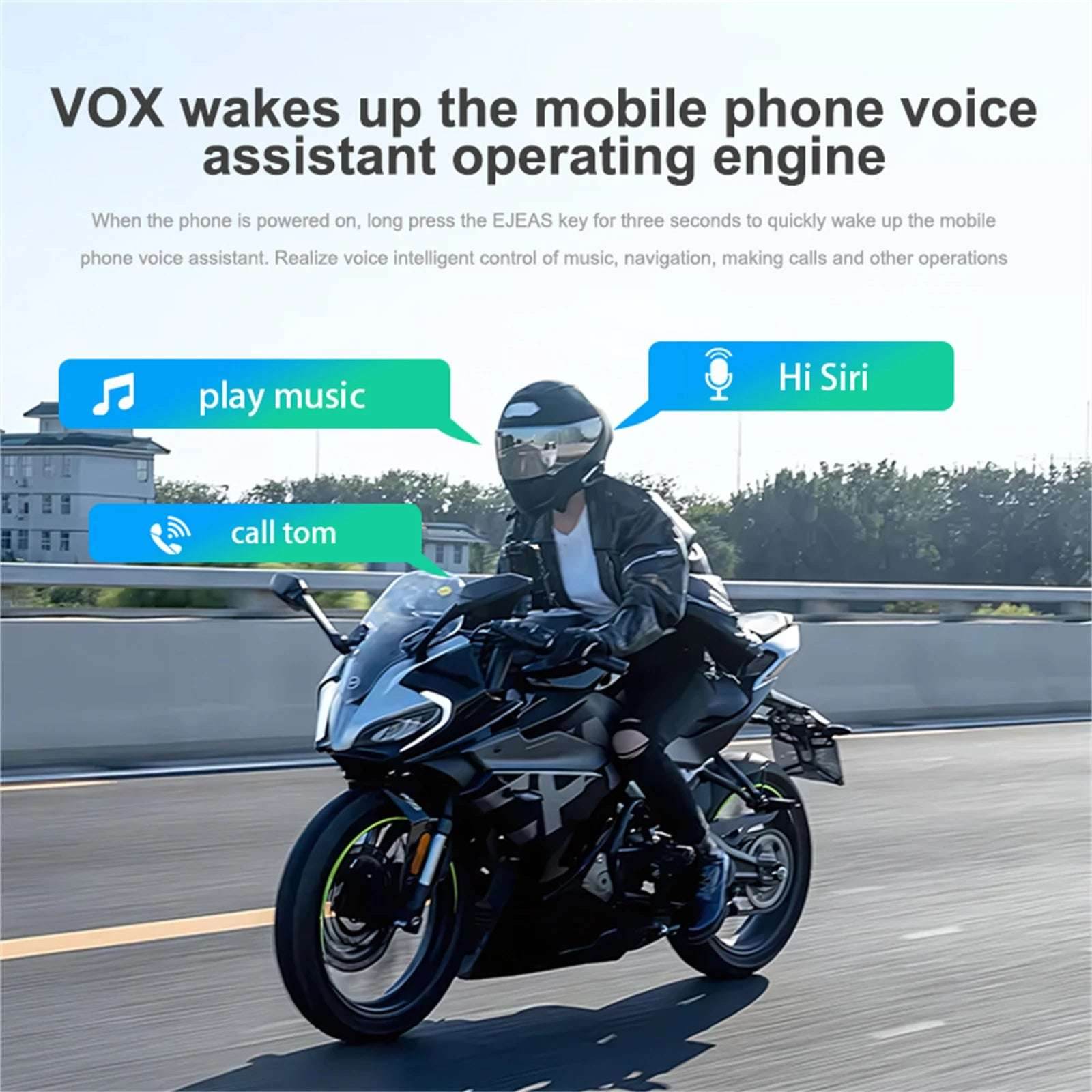 EJEAS Q8 Motorcycle Mesh Intercom with EUC Remote Walkie Talkie Bluetooth Interphone Headset for 6 Riders with Bluetooth 5.1 - EYESPHERE