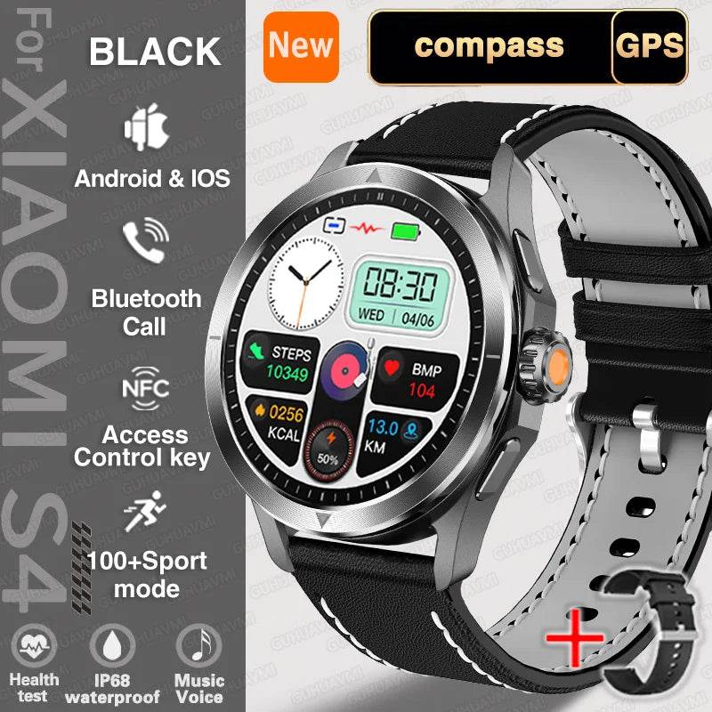 For Xiaomi S4 Ultra Outdoor Sports Smart Watch Men AMOLED Screen NFC GPS Compass Heart rate Waterproof Bluetooth Call SmartWatch - EYESPHERE