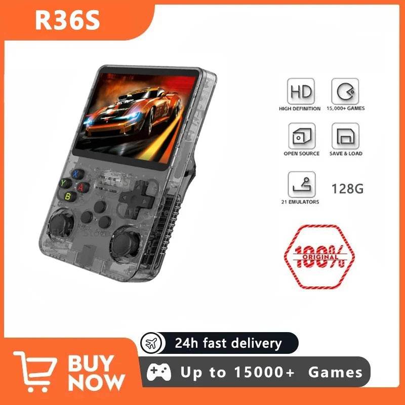 128G R36S Retro Video Game Console Linux System 3.5 Inch IPS Screen RK3326 Portable Pocket Player 15000+ Games best Boys gifts - EYESPHERE