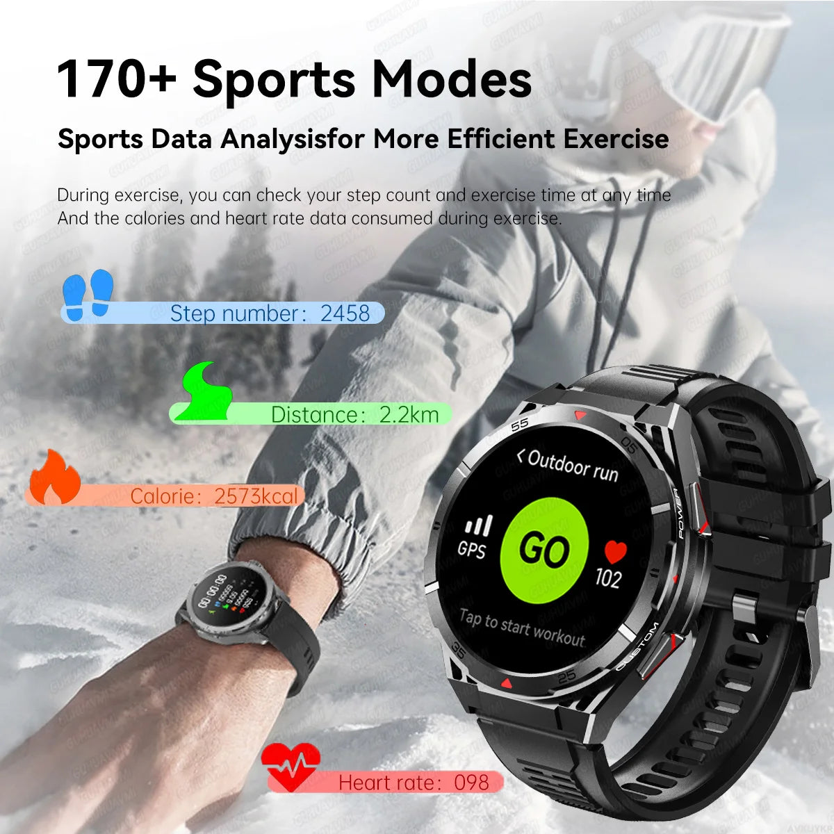 New Military Sports High-precision GPS Smart Watch Men 1.43" Compass 480mAh IP68 Waterproof Bluetooth Call Watch For Android IOS