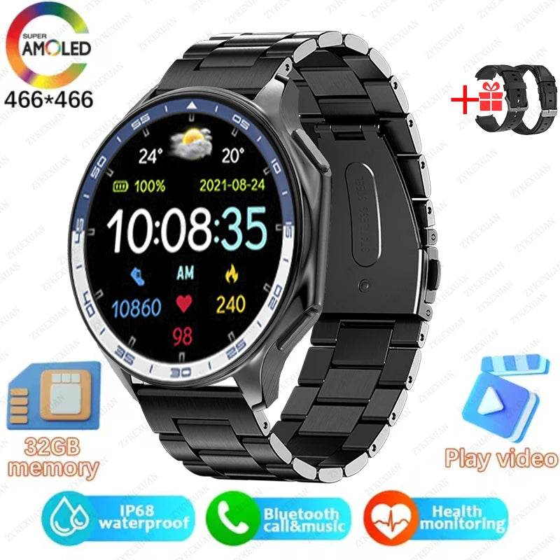 2025 New For OPPO Xiaomi 32G Memory Smart Watch Men Full Touch HD AMOLED Screen Music Fitness Tracker Bluetooth Call Smartwatch - EYESPHERE