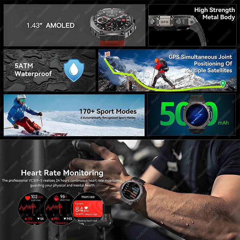 GPS trajectory Smart Watch 5 ATM Waterproof Built-in Dual-band GNSS Compass Military Sport Smartwatch Men 2025 New for Xiaomi - EYESPHERE