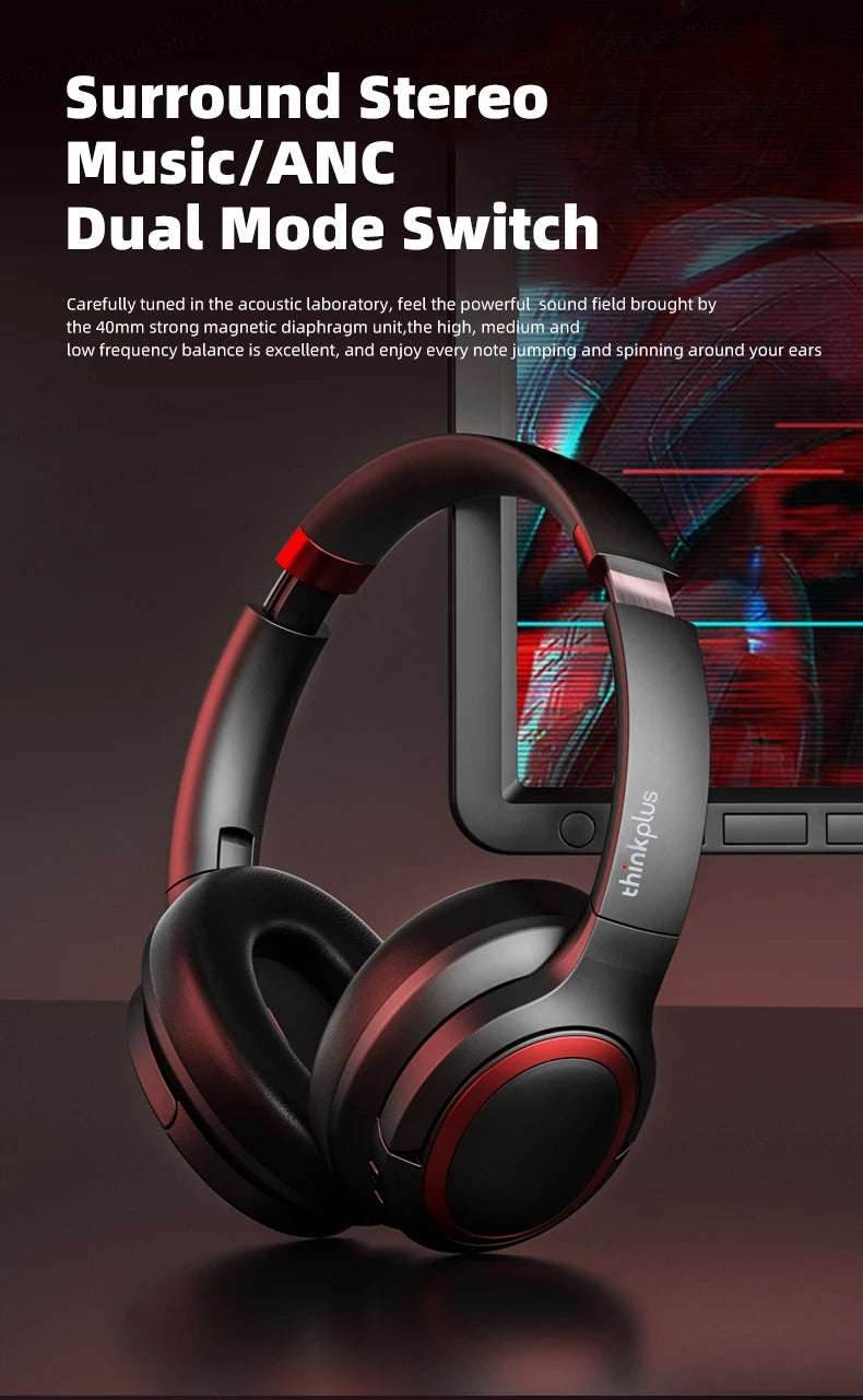 Lenovo TH40 Wireless Bluetooth Over-Ear Headset For PS4 PS5 PC Noise Reduction Gaming Earbuds Outdoor Sport Earphones With Mic - EYESPHERE