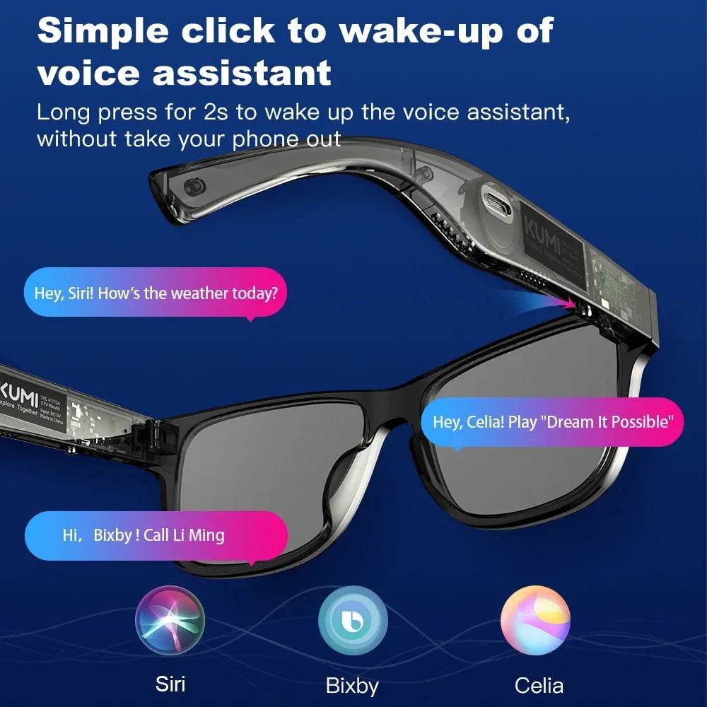 KUMI Meta V1 Smart Glasses Break Audio-visual Imagination Create Bluetooth glasses IPX4 Waterproof Bluetooth Phone Call - EYESPHERE