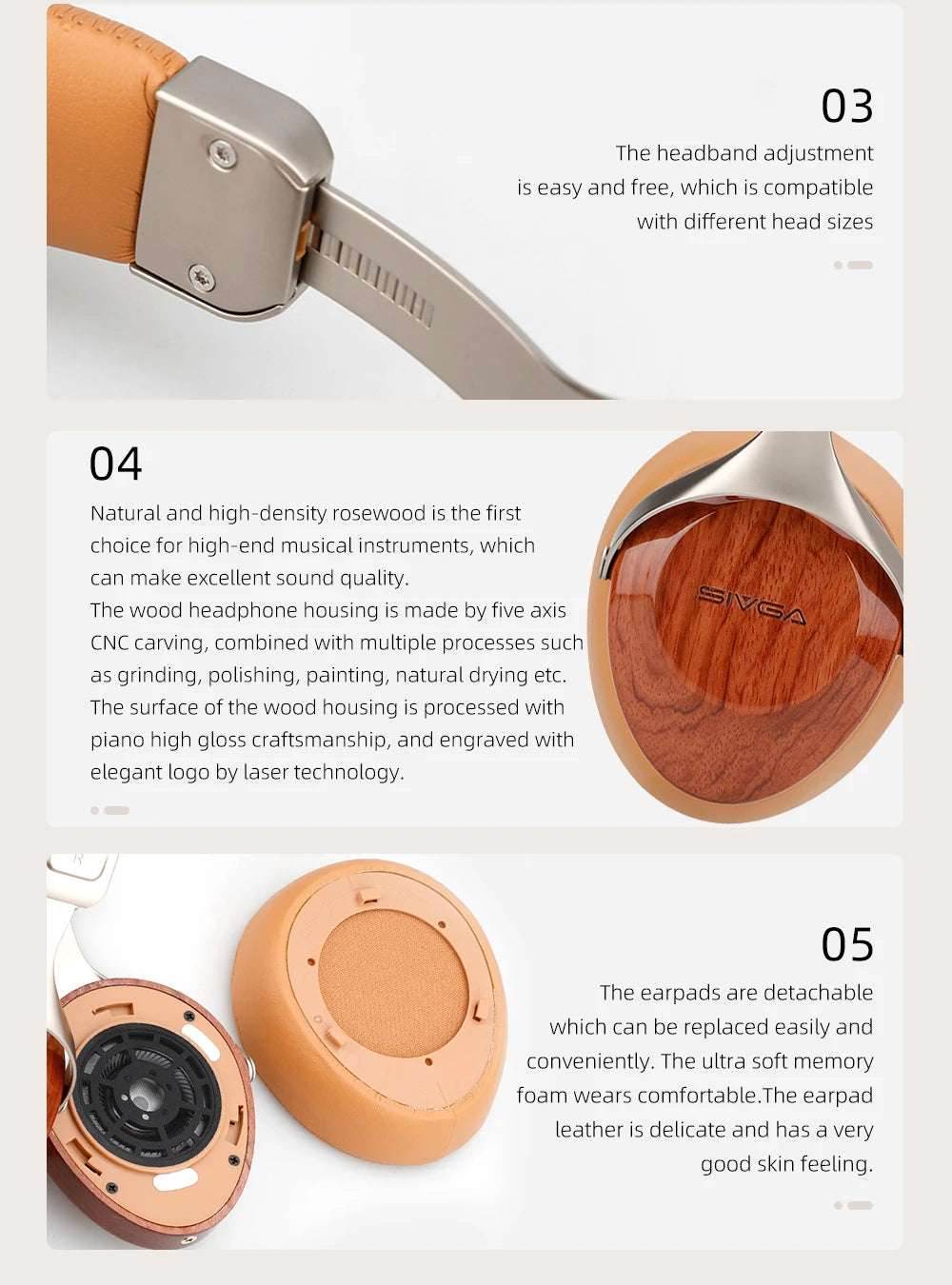 SIVGA SV021/Robin Over-ear Close-back Wood Headphone with Balanced High Fidelity Sound 50mm Wired Dynamic Driver Headset - EYESPHERE