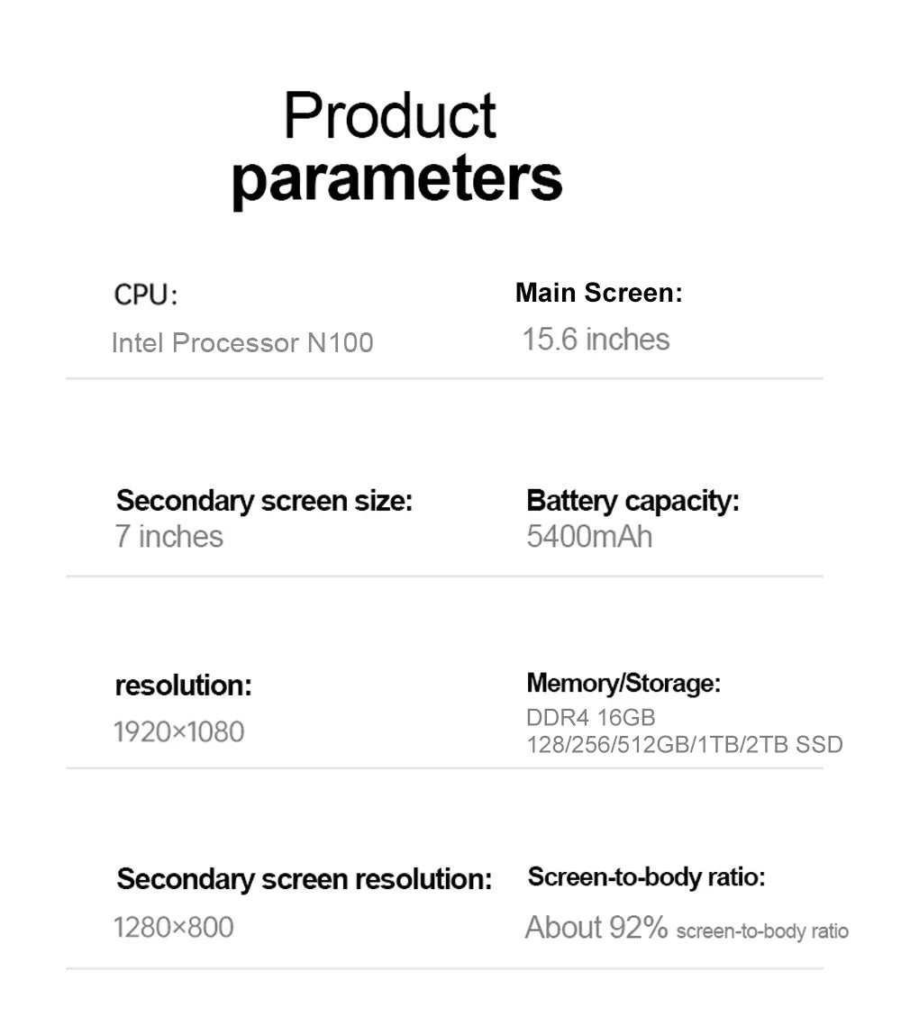 CRELANDER Intel laptop 15.6" +7" Touch Screen 32GB RAM 1TB SSD Backlit keyboard Windows 11 Notebook Computer Dual Screen Laptop
