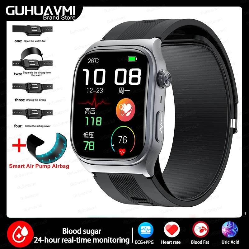 2025 New Medical Grade Smart Watch Air Pump ECG True Accurately Blood Pressure Airbag Health Watch Uric Acid Blood Lipids Watch - EYESPHERE