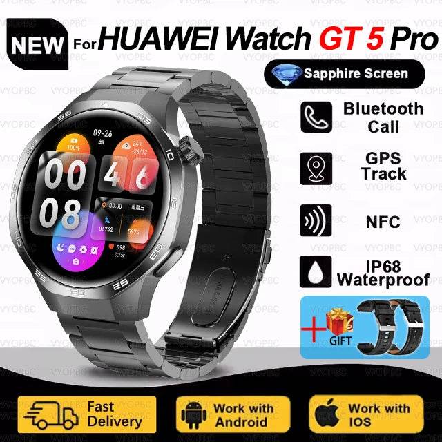 2025New For Huawei Watch GT5 Pro Smart Watch AMOLED Screen NFC GPS Tracker Bluetooth Call Health Waterproof Smartwatch Men Women - EYESPHERE