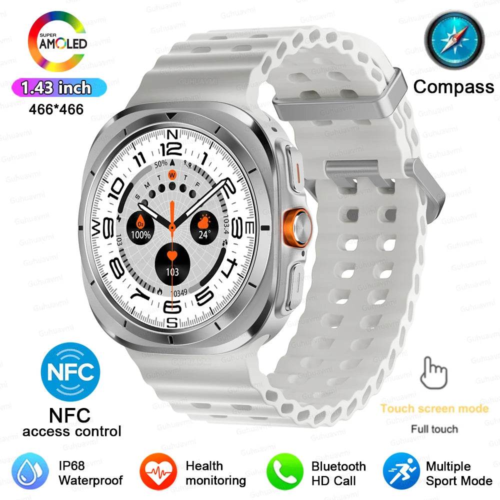 For Samsung Galaxy Watch 7 Ultra New GPS Track Smart Watch Men AMOLED Always Display Clock BT Talk NFC Sport Smartwatches Women - EYESPHERE