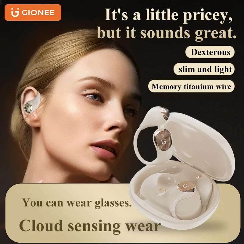 GIONEE Wireless Bluetooth 5.3 Earphones Earclip TWS Bone Conduction Headphones 360°ACS Sound Sport Earbuds Headset with Mic - EYESPHERE