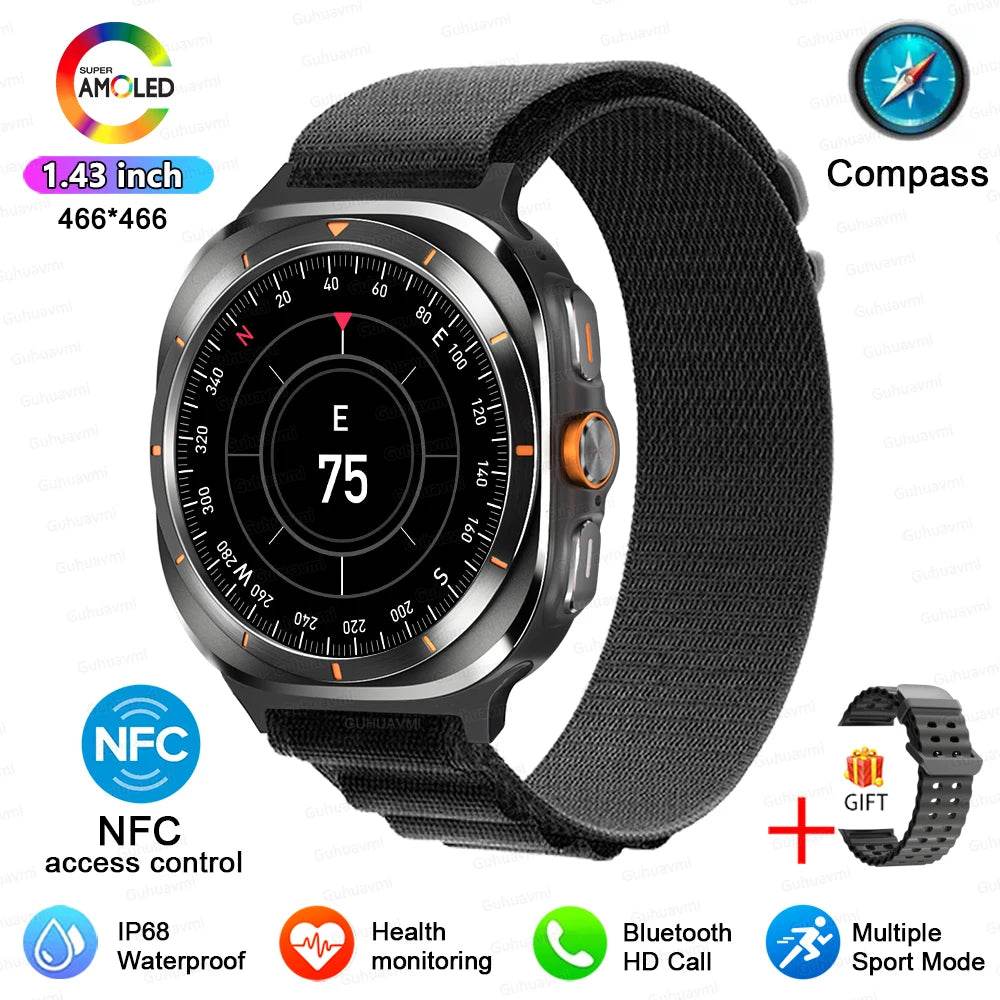 For Samsung Galaxy Watch 7 Ultra New GPS Track Smart Watch Men AMOLED Always Display Clock BT Talk NFC Sport Smartwatches Women - EYESPHERE