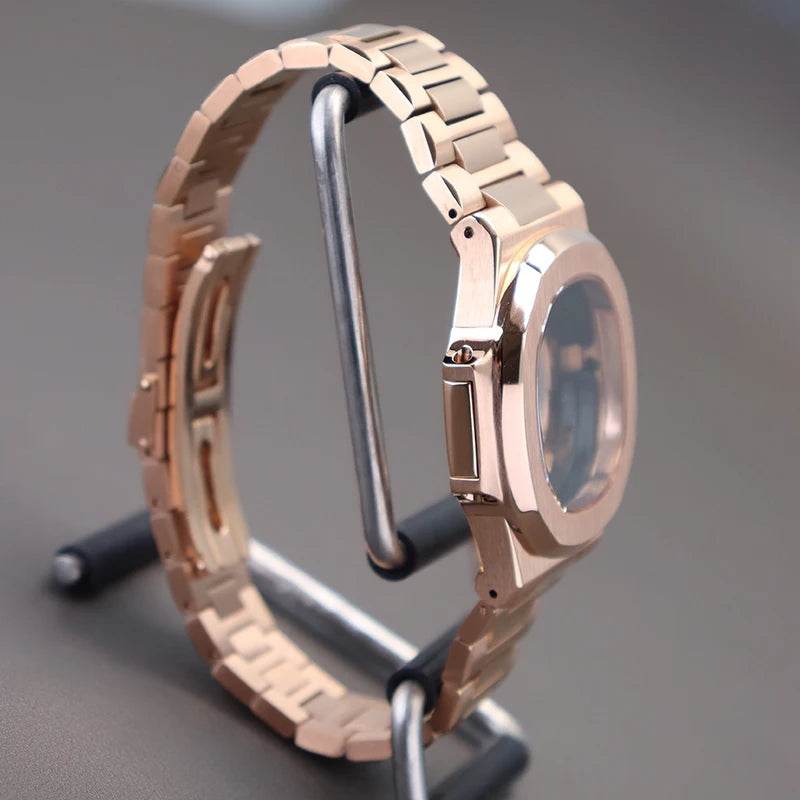 Rose Gold 40mm Watch Case Parts WatchBand For Modified Nautilus Seiko NH34 NH35 NH36 NH38 Movement 30.8mm Sapphire Crystal Glass - EYESPHERE