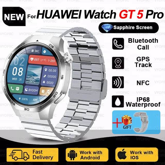 2025New For Huawei Watch GT5 Pro Smart Watch AMOLED Screen NFC GPS Tracker Bluetooth Call Health Waterproof Smartwatch Men Women - EYESPHERE