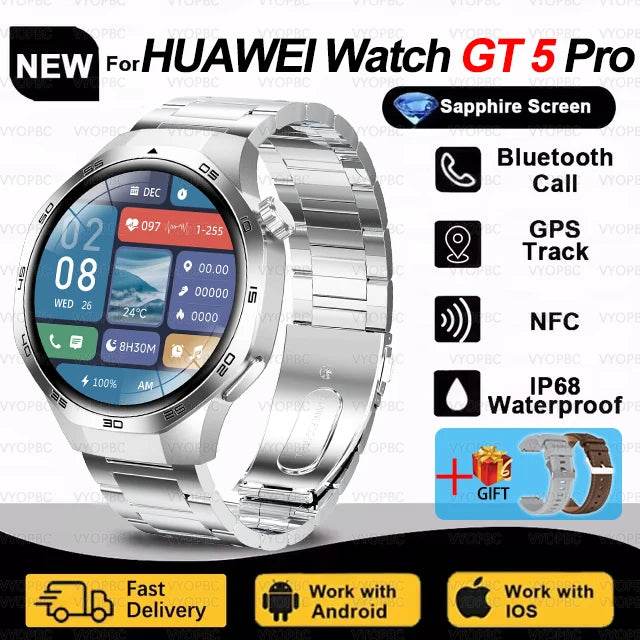 2025New For Huawei Watch GT5 Pro Smart Watch AMOLED Screen NFC GPS Tracker Bluetooth Call Health Waterproof Smartwatch Men Women - EYESPHERE