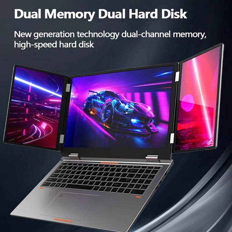 Triple Screen Laptop 16+10.5+10.5inch I7-1260P 64GB 4TB DDR4 Win11 Face Recognition Fingerprint Unlock WIFI6 HD Camera Computer - EYESPHERE