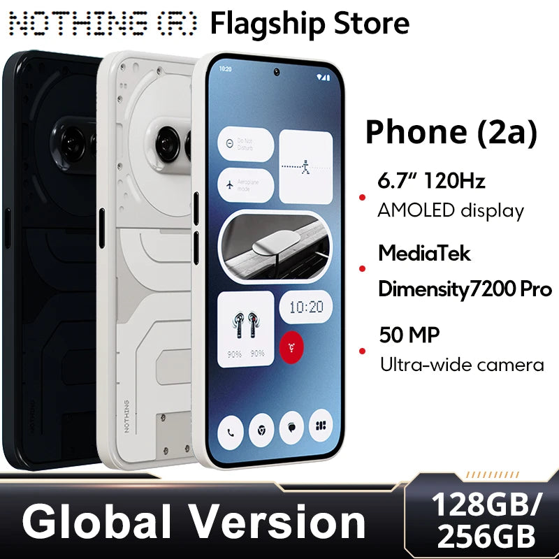 Nothing Phone (2a) Global Version Smartphone Dimensity 7200 Pro Processor 6.7" 120Hz Flexible AMOLED Display Dual 50MP Cameras