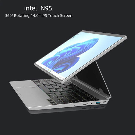 360° Rotating 14.0'' IPS Touch Screen 32G 128G-1T Laptop N95 Windows 11 Notebook 4 In 1 Tablet Business Office Slim Touch ID RGB - EYESPHERE