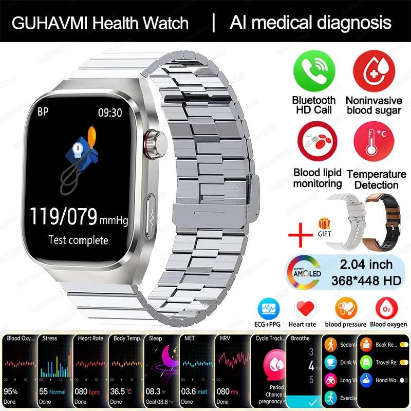 2024 New Uric Acid Blood Fat Smart Watch Men Blood Sugar ECG+PPG Blood Pressure Bluetooth Call Sports for Xiaomi Health Watch - EYESPHERE