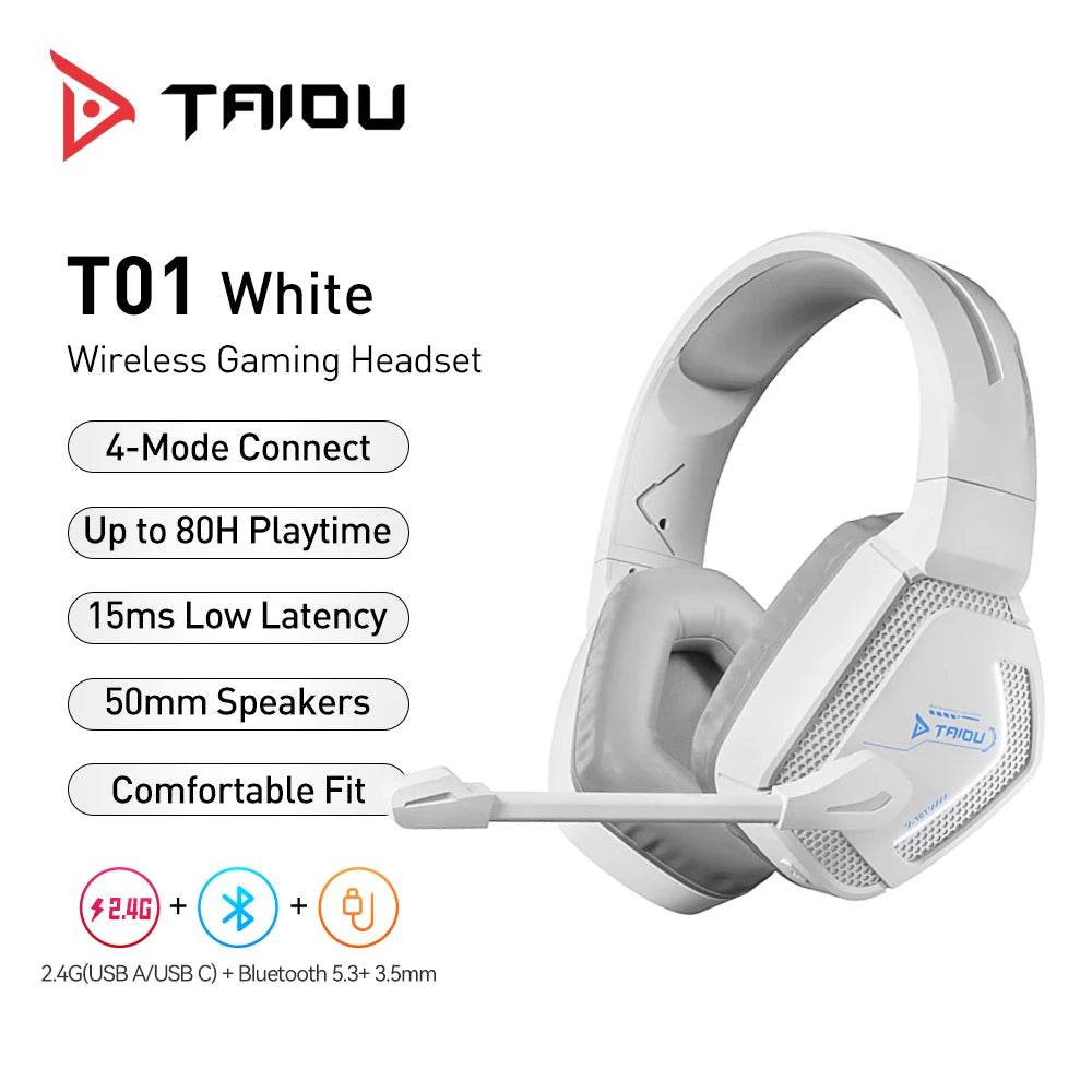 TAIDU T01 Gaming Headset High Quality Wireless Bluetooth Headphones 50mm Wired 4-mode Earphone Gamer's Choice for PC PS5 Xbox - EYESPHERE