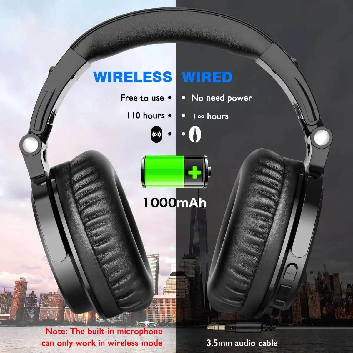 Oneodio Pro C Wireless Bluetooth 5.2 Headphones Over Ear With Microphone Hi-Res Audio Wired&Wireless Headset 110h Playtime AAC - EYESPHERE