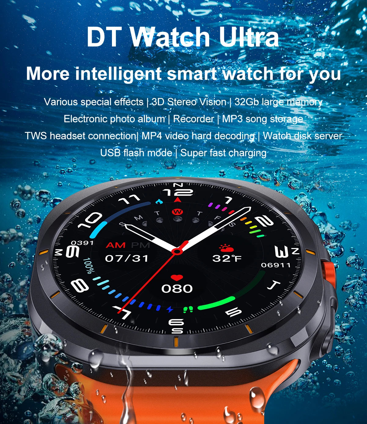 2024New Galaxy Watch 7 Ultra Smart Watch Men 32GB Memory GPS NFC 1.5"AMOLED Screen Fitness Tracker Health Smartwatch For Samsung