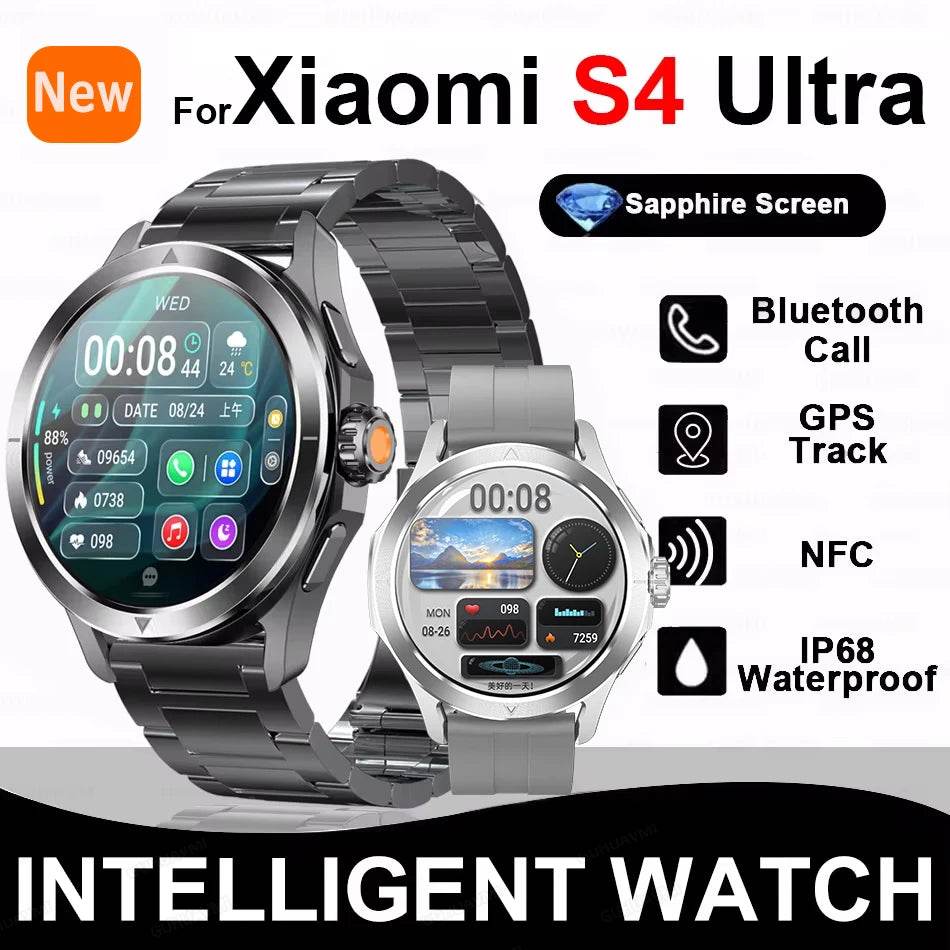 For Xiaomi S4 Ultra Outdoor Sports Smart Watch Men AMOLED Screen NFC GPS Compass Heart rate Waterproof Bluetooth Call SmartWatch - EYESPHERE