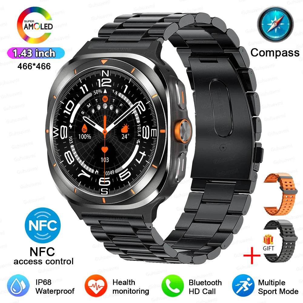 For Samsung Galaxy Watch 7 Ultra New GPS Track Smart Watch Men AMOLED Always Display Clock BT Talk NFC Sport Smartwatches Women - EYESPHERE