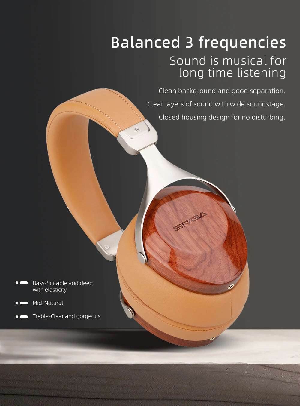 SIVGA SV021/Robin Over-ear Close-back Wood Headphone with Balanced High Fidelity Sound 50mm Wired Dynamic Driver Headset - EYESPHERE