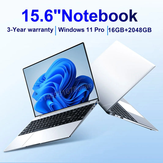 15.6" Ultra Slim Laptop 16GB RAM 2TB SSD Intel N3700 Notebook Gamer  1920*1080  Display Office Study Computer PC Windows 11 Pro