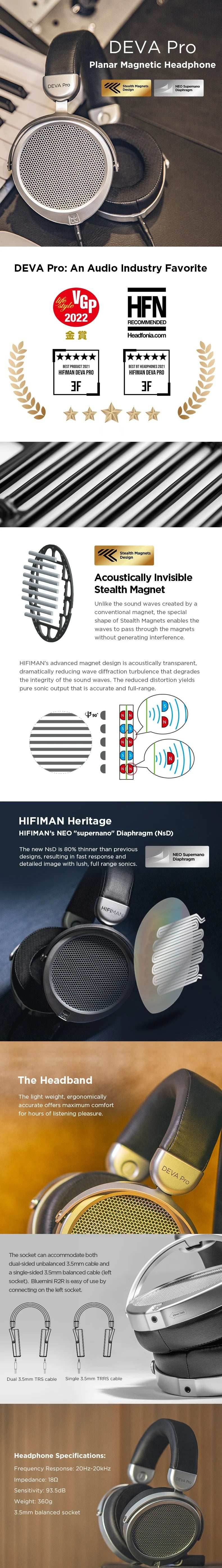 HIFIMAN Deva-Pro Over-Ear Open-Back Planar Magnetic Headphone with Stealth Magnets-Wired Version - EYESPHERE