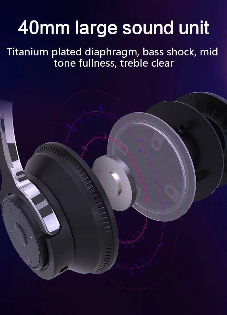 Bluetooth Headphones Head-mounted Noise Reduction Wireless Headset for Phones PC Gaming Headsets Heavy Bass Colorful LED Lights - EYESPHERE